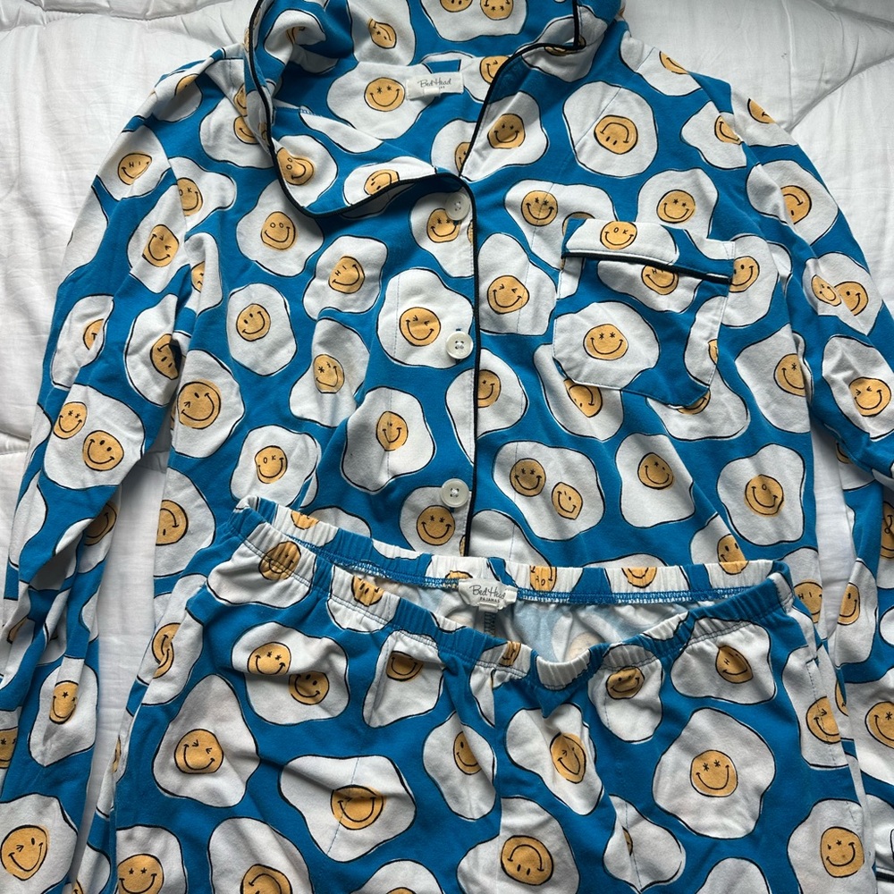 BedHead Blue and Yellow Egg Print Pajama Set